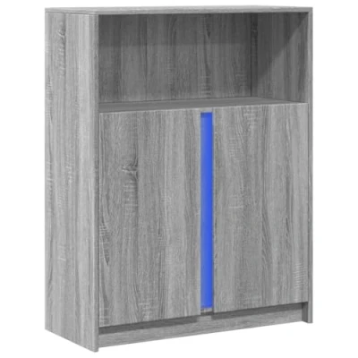 Abbildung von vidaXL Sideboard, Kommode mit LED Stauraum, Anrichte Schrank für Wohnzimmer, Beistellschrank Mehrzweckschrank Highboard, Grau Sonoma Holzwerkstoff