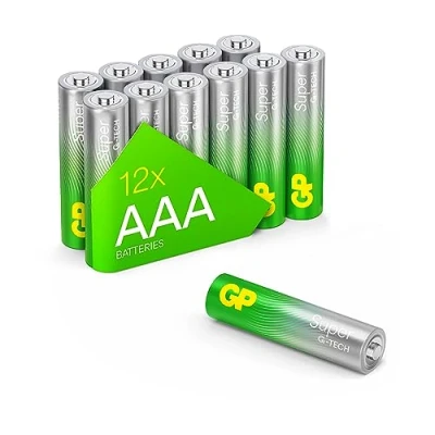 Abbildung von GP Super Alkaline Batterien AAA Micro, LR03, 1,5V, 12 Stück Vorratspack, ideal für Die Stromversorgung von Geräten des täglichen Bedarfs Neue G TECH Technologie