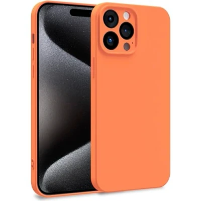 Abbildung von MyGadget Silikon Hülle kompatibel mit Apple iPhone 15 Pro Max Zweilagige Handyhülle Kameraschutz Cover Innenfutter &amp; außen Orange