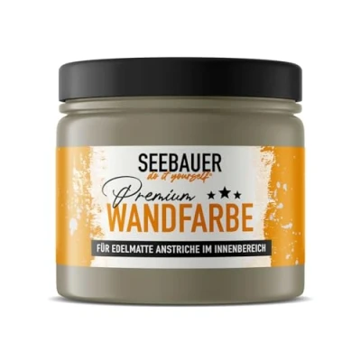 Abbildung von SEEBAUER diy Wandfarbe Braun 300ML für Innen (No. 663 Khaki Fruit) Edelmatte braune Innenfarbe Brauntöne sehr hohe Deckkraft Matt, Abwaschbar und Tropffrei
