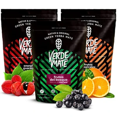 Abbildung von Verde Mate x 500 g Grüner Tee mit Früchten Anregender Energia Exotischer Frutos Tropicales Milder del Bosque