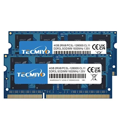 Abbildung von TECMIYO 8GB Kit (2x4GB) PC3L 12800S DDR3 1600MHz Sodimm DDR3L 1600 PC3 12800 CL11 1,35V/1,5V 204Pin Non ECC ungepufferter Laptop Speicher RAM Modul Aufrüstung
