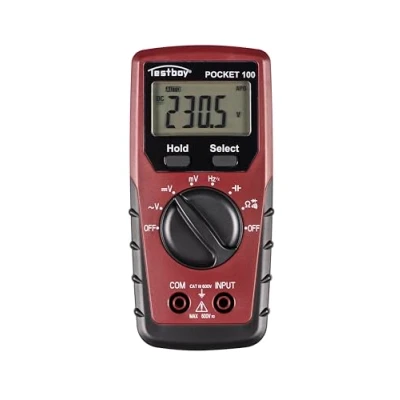 Abbildung von Testboy Pocket 100 Digital Multimeter (Klein und handlich, Spannungsmessung bis 600 V AC/DC, LC Display mit Hintergrundbeleuchtung, Data Hold Funktion, T RMS), Rot/Schwarz