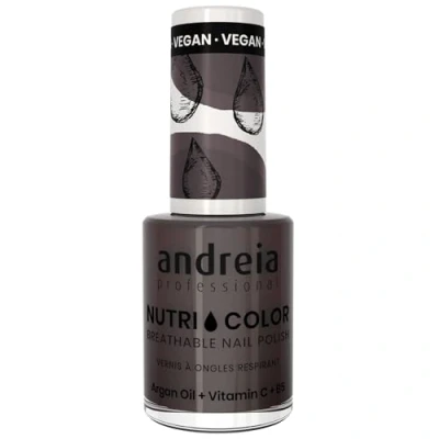Abbildung von Andreia Professional NutriColor Atmungsaktiver Nagellack Veganer und Tierversuchsfreier Nagelkunst mit langanhaltendem Glanz Finish Farbe NC25 Dunkelgrau 10,5 ml