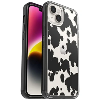 Abbildung von OtterBox Symmetry Clear Hülle für iPhone 14 Plus, stoßfest, sturzsicher, schützende dünne Hülle, 3x getestet nach Militärstandard, Cow Print