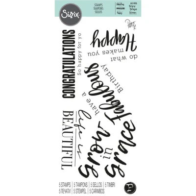 Abbildung von Sizzix 665406 Clear Stamps Sunnyside Sentiments #4 von Pete Hughes, Multicolour, One Size