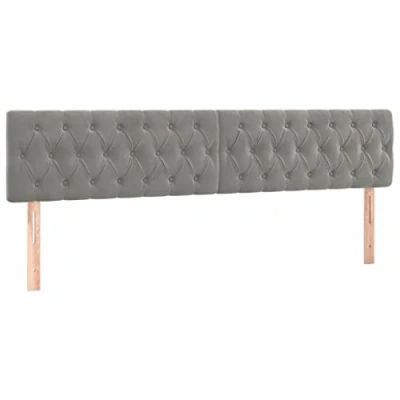 Abbildung von vidaXL LED Kopfteil Polsterkopfteil Bettkopfteil Betthaupt für Bett Bettgestell Bettrahmen Schlafzimmer Bettzubehör Hellgrau 180x7x78/88cm Samt