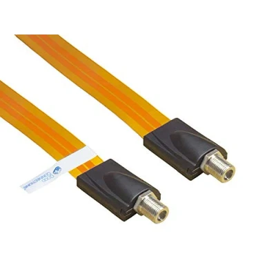 Abbildung von Good Connections SAT Antennenkabel Tür /Fensterdurchführung 2er SPAR Set High Quality, extrem flach F Kupplung an Länge inkl. Stecker 26,5 cm, flexible 17,5 cm