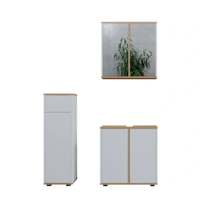 Abbildung von Vicco Badmöbel Set Didi, Weiß/Artisan, 3 Teile, Midischrank mit Schubladen 60 cm