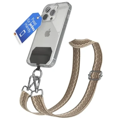 Abbildung von EAZY CASE Handykette Universal zum Umhängen kompatibel mit jedem Handy Kette Hülle kombinierbar Handykordel Karabiner für Handyhülle Handyband Bunt Boho Kordel Hell Braun Silber