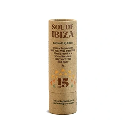 Abbildung von Sol De Ibiza Lippenpflegestift ohne Kunststoff SPF15 natürliche Inhaltsstoffe Nicht Nano Zinkoxid vegan Erwachsene und Kinder 5 g