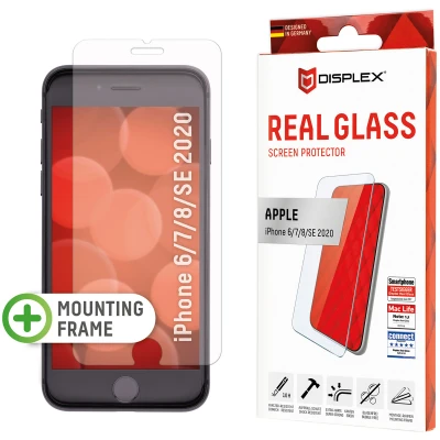 Abbildung von Apple iPhone SE (2022) Panzerglas Displex Real Glass 2D Bildschirmschutzfolie für das (2022 / 2020) 8 7 6(s)