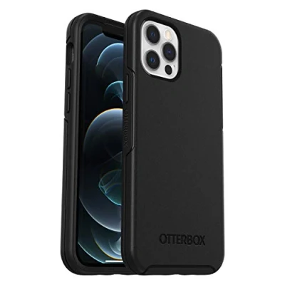 Abbildung von OtterBox Symmetry Hülle für iPhone 12 / Pro, sturzsicher, schützende dünne Hülle, 3x getestet nach Militärstandard, antimikrobieller Schutz, Schwarz, Keine Einzelhandelsverpackung