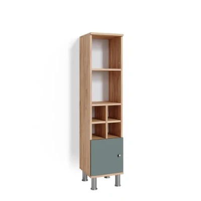 Abbildung von Vicco Midischrank Fynn, Grün/Goldkraft Eiche, 30 x 130.6 cm kleine Tür