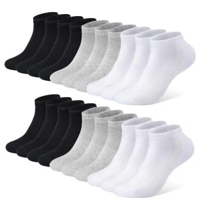 Abbildung von FALARY Sneaker Socken Herren Damen Sneakersocken Kurze 10 Paar Baumwolle Atmungsaktive Halbsocken Unisex Schwarz Weiß Grau 47 50