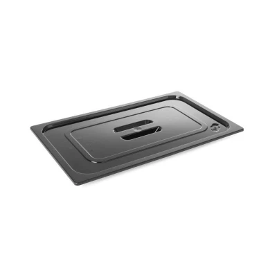 Abbildung von HENDI GN Deckel 1/6 schwarz 176 x 162 cm mit Griff 40 bis +110 C Polycarbonat Kunststoff, Behälter