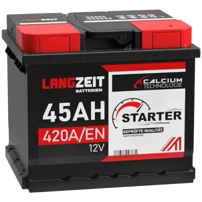 Abbildung von LANGZEIT Autobatterie 45AH 12V 420A/EN Starterbatterie +30% mehr Leistung ersetzt Batterie 44AH 36AH 40AH 41AH 43AH 46AH 48AH 50AH