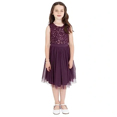 Abbildung von Maya Deluxe Mädchen Paillettenverziertes Hochzeit und Geburtstag Festlich mit Bandschleife Brautjungfernkleid Kleid, Berry, 9 Years
