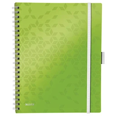 Abbildung von Leitz Be Mobile Notizbuch in A4 Format mit 80 Blatt, Liniert, Elfenbeinfarbiges Papier (80 g/m2), Spiralbindung, WOW, 46440054