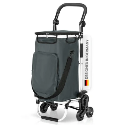 Abbildung von wuuhoo® Pro Einkaufstrolley Buddy Klappbar und leicht Thermo Isolierung wasserabweisend 3 Räder System Aluminium anthrazit
