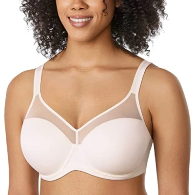 Abbildung von DELIMIRA Damen T Shirt BH mit Bügel Vollschalen Nahtlose Große Größen Gepolstert Rose White 80C