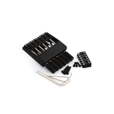 Abbildung von Guyker Headless Bridge Saitenhalter und Stegsaitenschloss für 6 Saiten Guitar Zubehör (WT001, Schwarz)