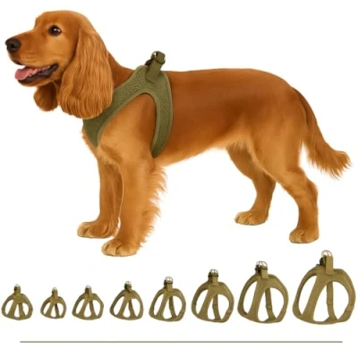Abbildung von Flamingo Step Go Bento Geschirr Khaki, M (A:30 35 cm, B:41 44 3 mm), Komfortabel und Verstellbar, Ideal für Französische Bulldogge, Mops, Shih Tzu, Zwergschnauzer usw.