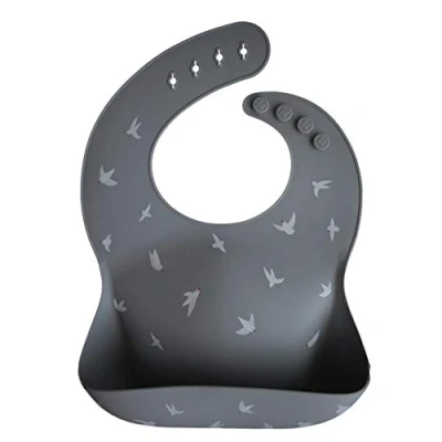 Abbildung von mushie silikon bib für Kinder Lätzchen mit Auffangschale BPA frei wasserdicht Abwaschbar verstellae Passform Sichere &amp; Hochwertige Kleinkinder Baby Seagull Cadet