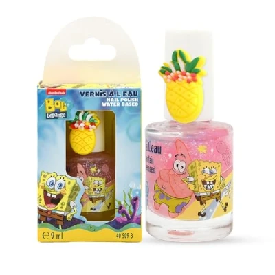 Abbildung von Spongebob Nagellack für Kinder Lizenzprodukt 9 ml auf Wasserbasis Leicht aufzutragen Mit warmem Wasser entfernbar Ungiftig