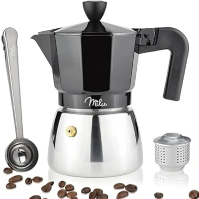Abbildung von Milu Induktion Espressokocher Set, schwarz, 150ml (3 Tassen), 1 von FROG.coffee