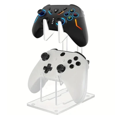 Abbildung von Controller Halter,Universal Kopfhörer ständer Spiel，Abnehmbarer Game Halterung aus Acryl, Headset 2 Ebenen für Schreibtisch