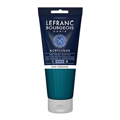 Abbildung von Lefranc Bourgeois 300455 Fine Acrylfarbe Türkisblau, 200ml Tube, cremige auf Wasserbasis, schnell trocknend, lichtecht, wasserfest