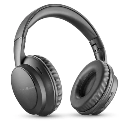 Abbildung von Music Sound Boost, Kabellose Around Ear Kopfhörer mit integriertem Mikrofon, 3 EQ Modi, bis zu 8 Stunden Akkulaufzeit, ergonomisches Design für Musik und Anrufe, kompatibel Smartphones Tablets