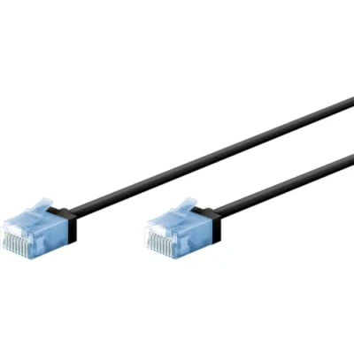 Abbildung von goobay 74241 CAT 6A Patchkabel slim/Ultraflexibles RJ45 Netzwerkkabel U/UTP CU/Dünnes Ethernet Kabel mit kurzen Steckern / 10 Gbit/s LSZH, Knickschutz/schwarz 10m