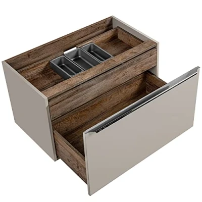 Abbildung von Lomadox Waschbeckenschrank PUEBLA 56 TAUPE Waschtischunterschrank 80cm in Vintage Oak Nb., B/H/T 80/46/45,6 cm