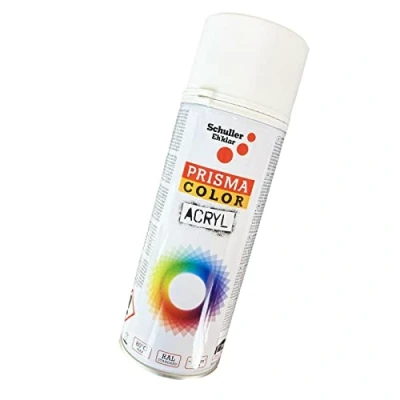 Abbildung von Lackspray Acryl Sprühlack Prisma Color RAL, Farbwahl, glänzend, matt, 400ml, Schuller Lackspray:Weiß RAL 9010 Matt