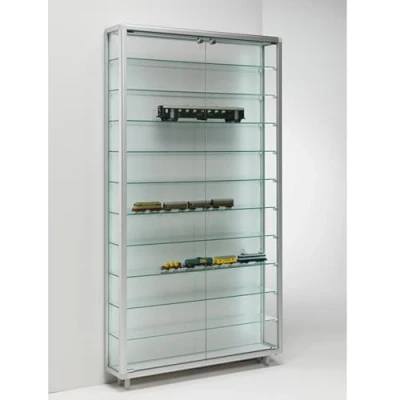 Abbildung von MHN Wandvitrine T 20 x B 79 H 184,5 cm breite Sammler Glasvitrine abschließbar große Sammlervitrine Wand stehend Glas Vitrine mit Holzrückwand ohne Beleuchtung