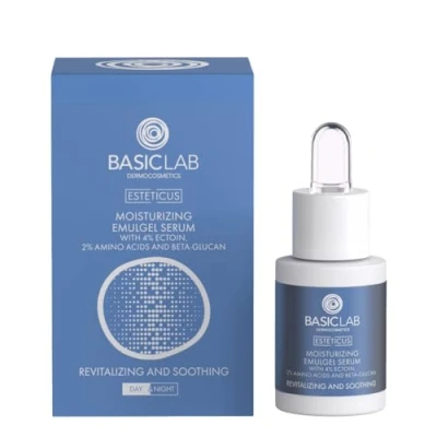 Abbildung von BasicLab Dermocosmetics Feuchtigkeitsspendendes Gesichtsserum mit Ektoine 15 ml Emu Gel, Gel für Frauen und Männer, geeignet Tag &amp; Nacht, spendet Feuchtigkeit