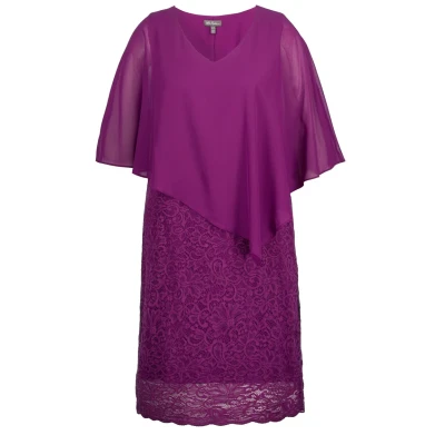 Abbildung von Ulla Popken Cocktailkleid/festliches Kleid, Damen, Größe: 54/56, Berry