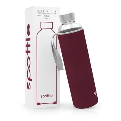 Abbildung von spottle® Glasflasche 750 ml mit Neoprenhülle BERRY