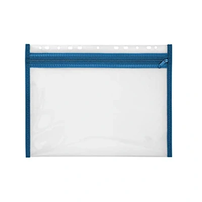 Abbildung von VELOFLEX Reißverschlussbeutel VELOBAG® A4 0,3 mm transparent/blau