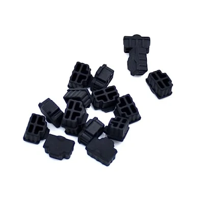 Abbildung von RJ45 Anti Staubschutzkappen, Schwarz / Weiß, Ethernet Hub Schutzstecker, Buchse, Ersatzteile, Anschluss, RJ45, 100 Stück