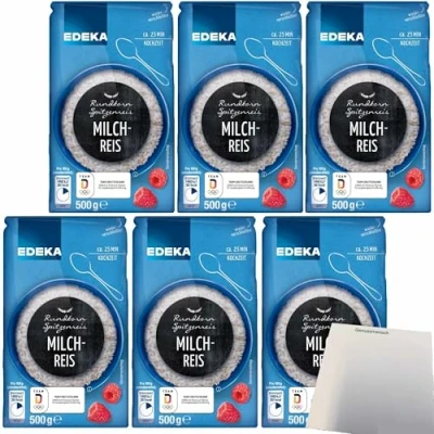 Abbildung von Edeka Rundkorn Milchreis Spitzenreis 6er Pack (6x500g Packung) + usy Block