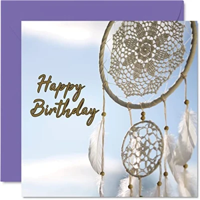Abbildung von Lustige Geburtstagskarten für Männer Frauen Traumfänger Happy Birthday Karte Mama, Papa, Bruder, Schwester, Sohn, Tochter, Oma, Großvater, 145 mm x Grußkarten, 30. 40. 50. Geburtstag