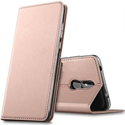 Abbildung von Verco Handyhülle für Nokia 3.2, Premium Handy Flip Cover 3.2 Hülle [integr. Magnet] Book Case PU Leder Tasche, Rosegold