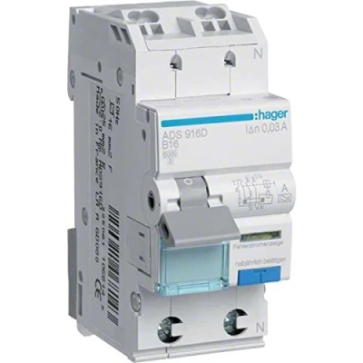 Abbildung von Hager ADS920D FI LS 1P+N 6kA B 20A 30mA A QC