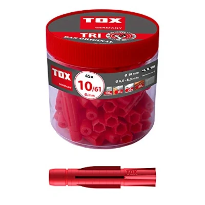 Abbildung von TOX Allzweckdübel Tri 10 x 61 mm in Runddose, Dübel für fast alle Baustoffe, 45 Stück, 010260081