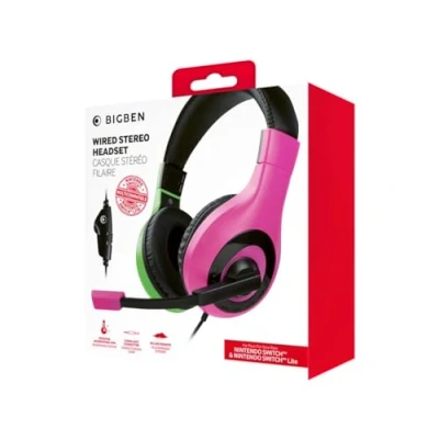 Abbildung von BigBen Switch / Lite Stereo Gaming Headset V1 pink, grün BB006919 Zubehör Nintendo
