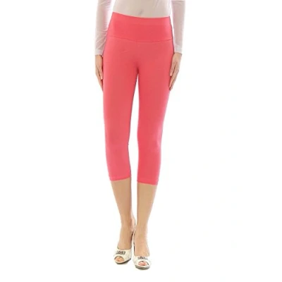 Abbildung von YESET Damen Capri 3/4 Leggings Leggins Baumwolle Hose Wäsche hoher Bund lachsrosa L