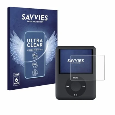 Abbildung von Savvies 6 Stück Schutzfolie für Apple iPod nano (3. Gen.) Displayschutz Folie Ultra Transparent